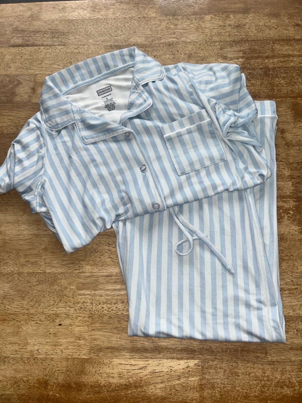 Striped Light Blue & White Pajama Set - never worn